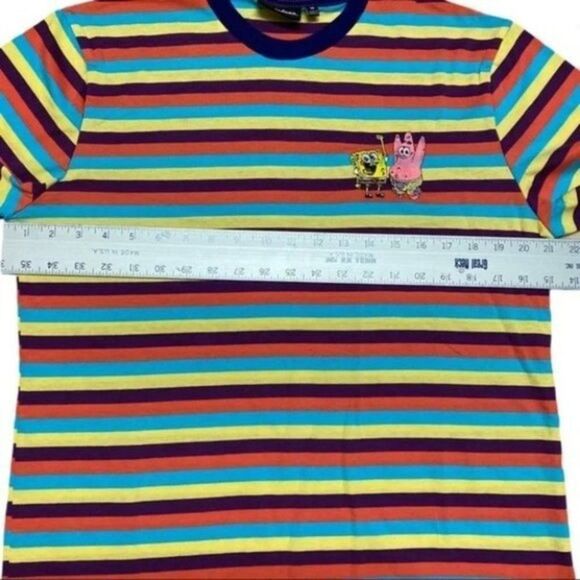 Nickelodeon T-Shirt Mens M Spongebob Patrick Stripe Colorful 90’s Retro Cartoon - Picture 11 of 14